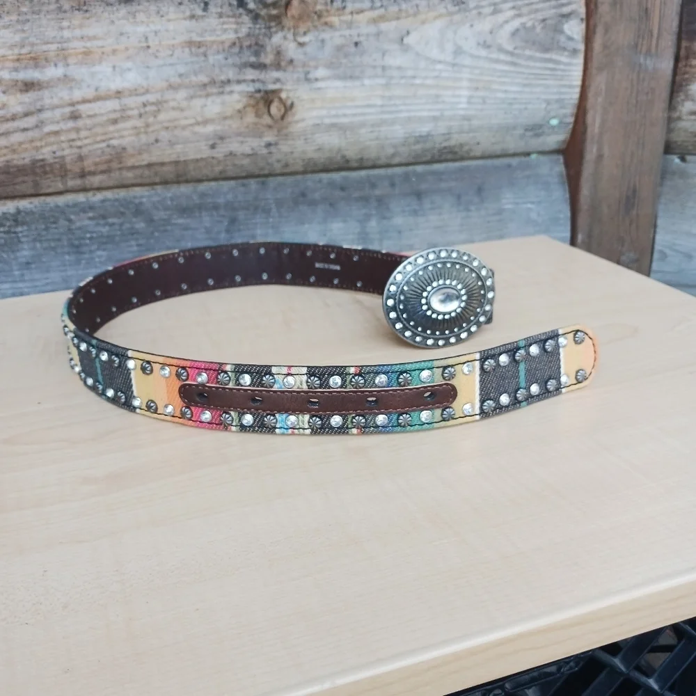 Angel Ranch Western Belt Girls Serape With Rhinestones Cowgirl Waist 22